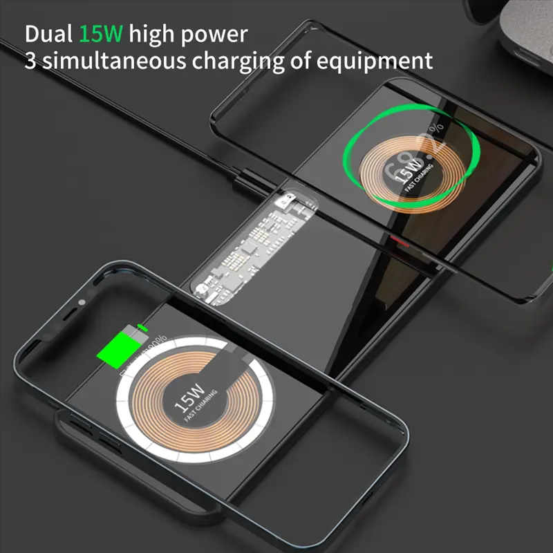 Transparent Mecha Style 3 in 1 Wireless Charger Fast Charging Pad for Watch Airpods And Phones