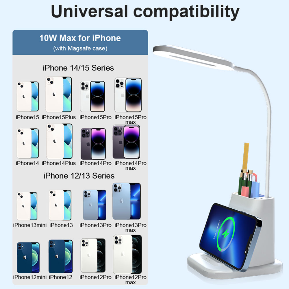 5 In 1 Wireless Charging Station Qi 15w Fast Portable Pen Holder Wireless Charger