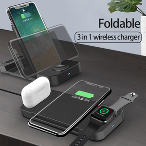 15W Fast Charge Magnetic Folding Cell Phone Holder Portable 3 In 1 Wireless Charger For IPhone