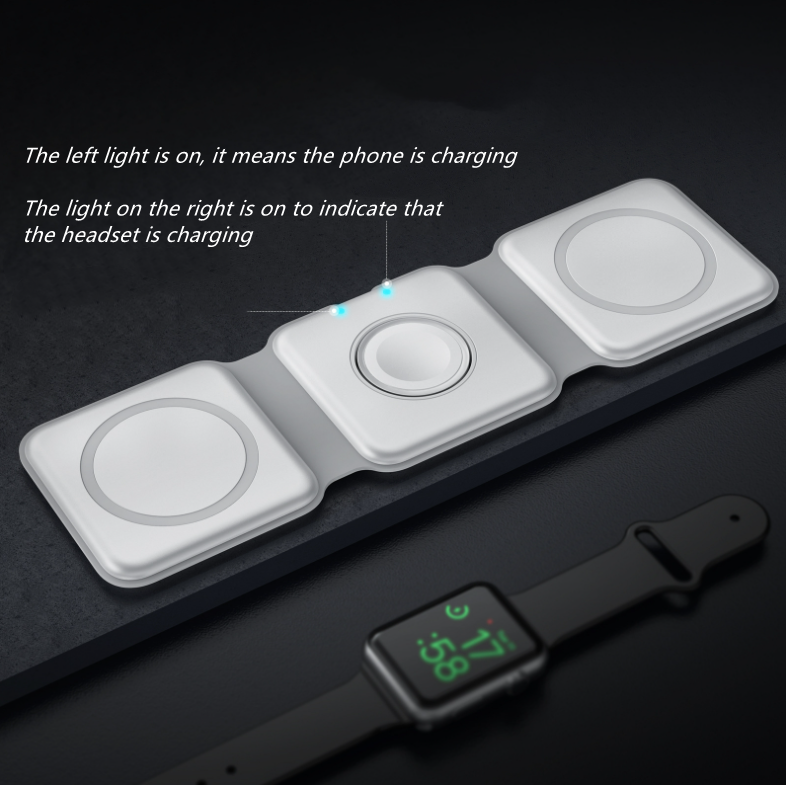3 In 1 Mini Folding Magnetic Wireless Charger Stand Mobile Phone Wireless Charger