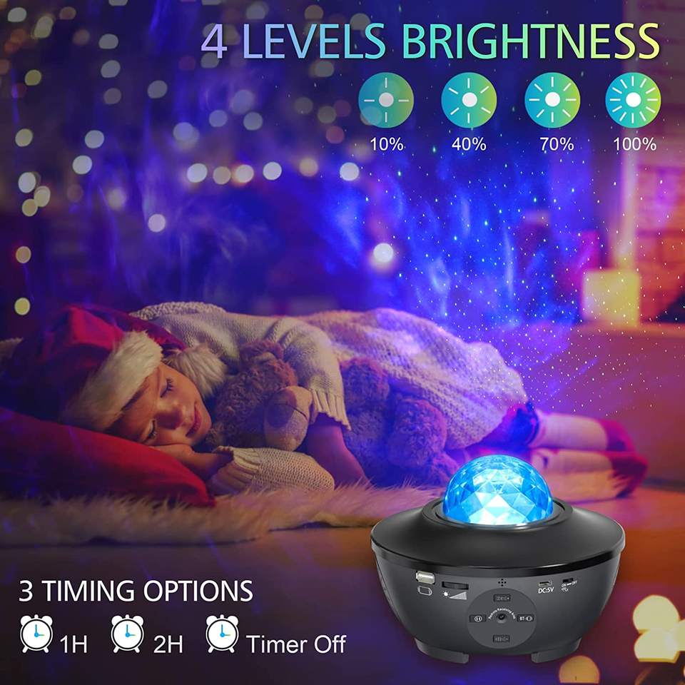 Star Projector Bedroom Led Night Light Rotating Star Lamp Speaker