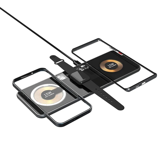 Transparent Mecha Style 3 in 1 Wireless Charger Fast Charging Pad for Watch Airpods And Phones
