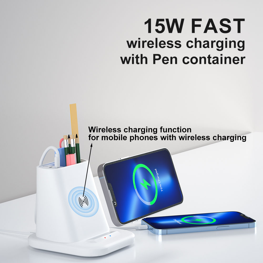 Multifunctional Office Phone Wireless Charger Promotional Gift Wireless Charger With Pen Holder
