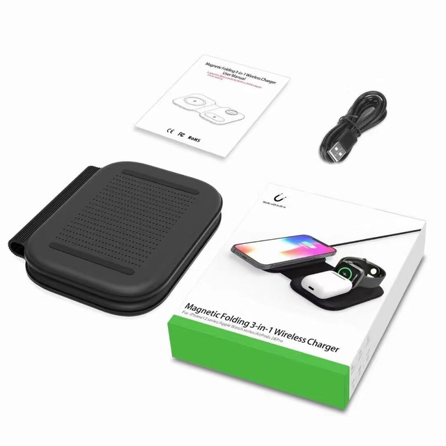 3 In 1 Magnetic Foldable Desk Phone Charger 15w Wireless Charger