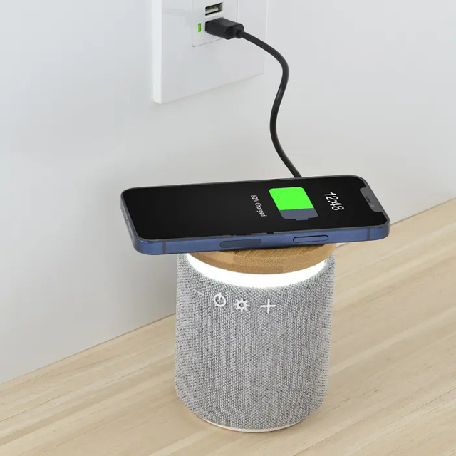 LED Light Lamp BT Speaker Fast Wireless Charger Station