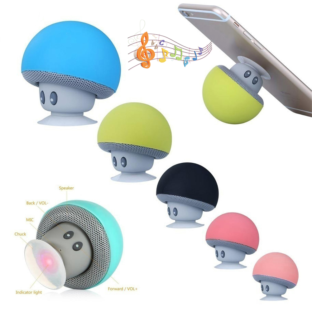 Portable Mini Wireless Mushroom Speaker with Suction Cup