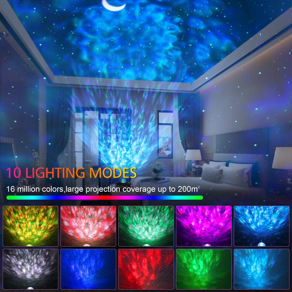 Star Projector Bedroom Led Night Light Rotating Star Lamp Speaker