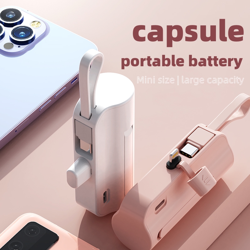 Travel Camping Mini Pocket 5000mah Emergency Charger Power Bank with Cable