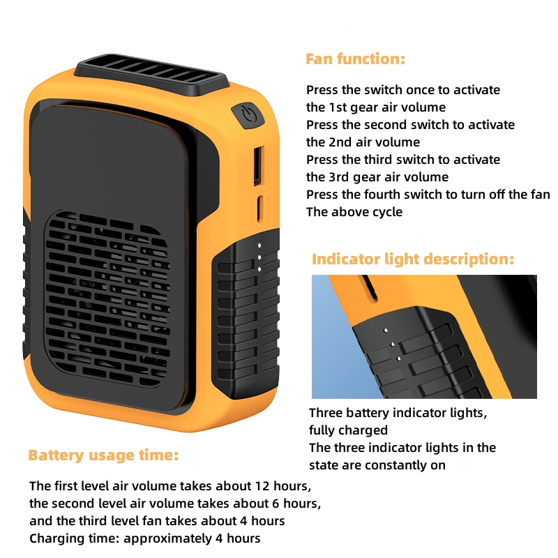 Waist Hanging Mini Portable Rechargeable Waist Cooling Fan 
