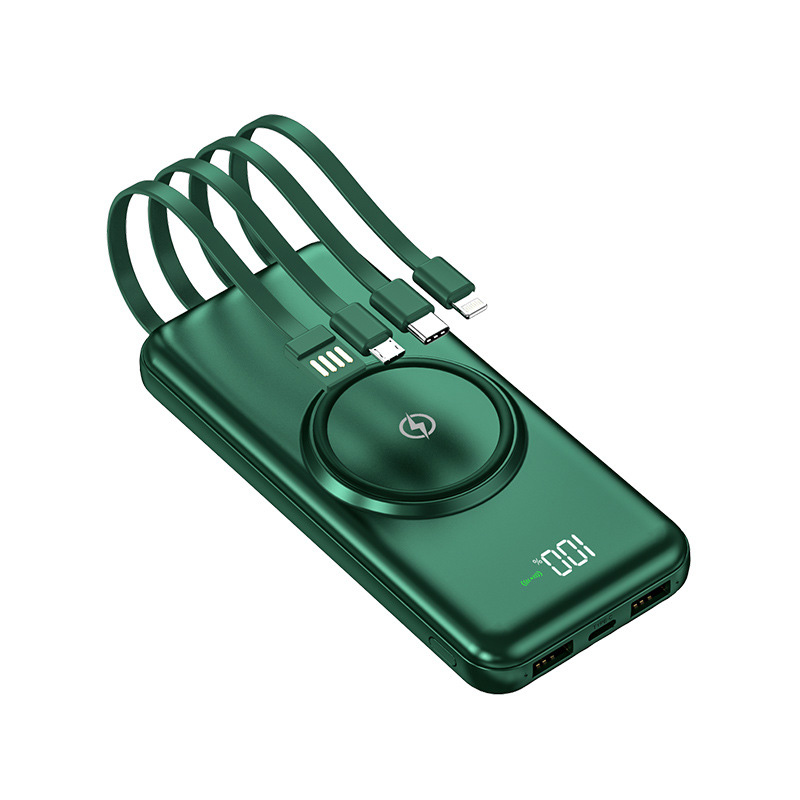 Compact Design Portable Wireless Charger Power Bank with Cable