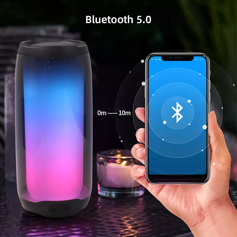 IPX5 Waterproof Portable Bluetooth Tws Bass Subwoofer Wireless Speaker with Light 