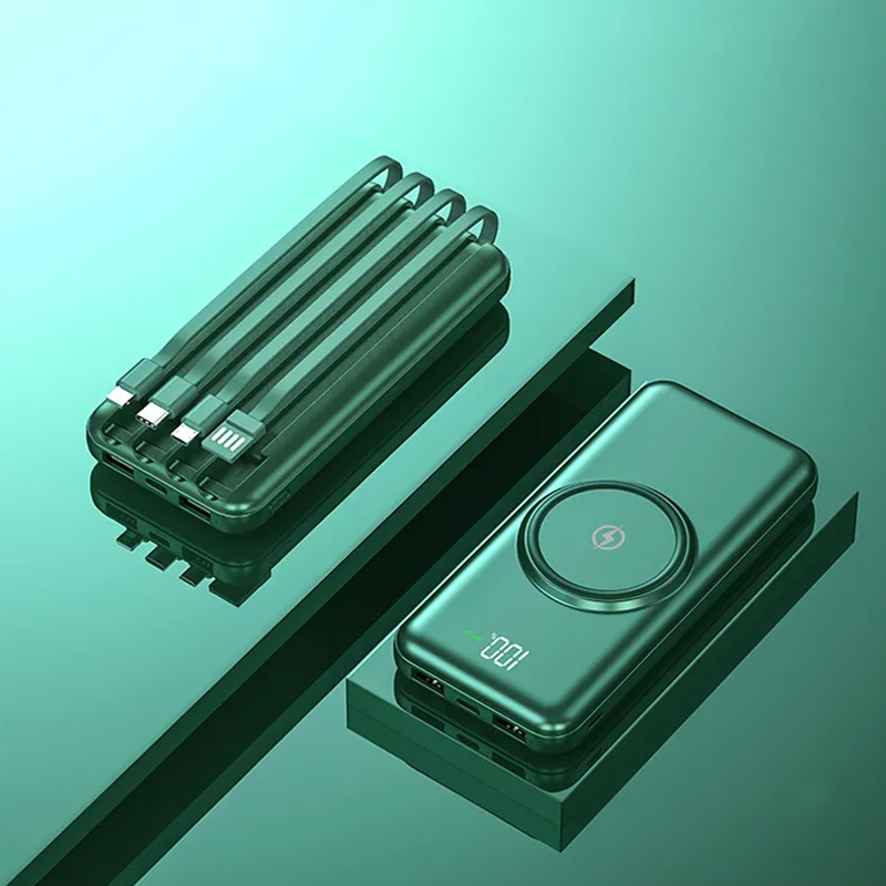 Compact Design Portable Wireless Charger Power Bank with Cable