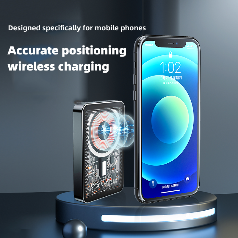Fast Charging Transparent 5000mah Magnetic Wireless Charging Power Bank
