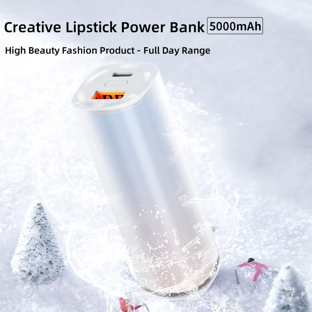 Creative Lipstick 5000mah Battery Portable Mini Size Power Bank