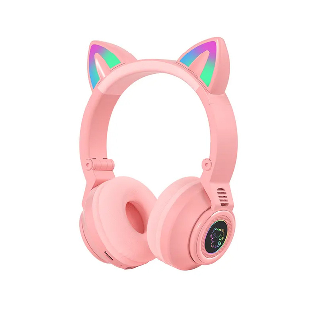 Cat Ear Headset Stereo Wireless Stereo Cute Pink Headphones