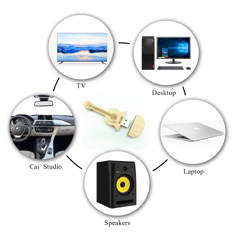 Promotion Gift Creative Design Guitars Wooded USB Flash Drive for gifts