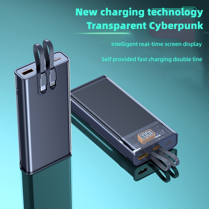 Transparent Mobile Phone Power Bank 20000mah with Cable