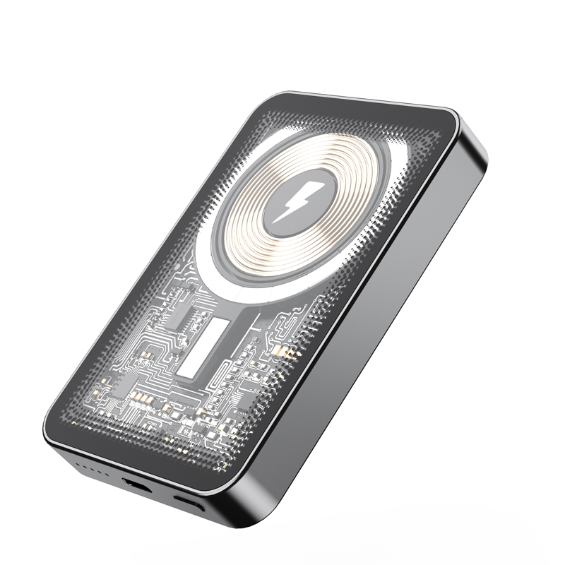 Transparent Type C Magnetic Wireless Charging Power Bank 5000mah
