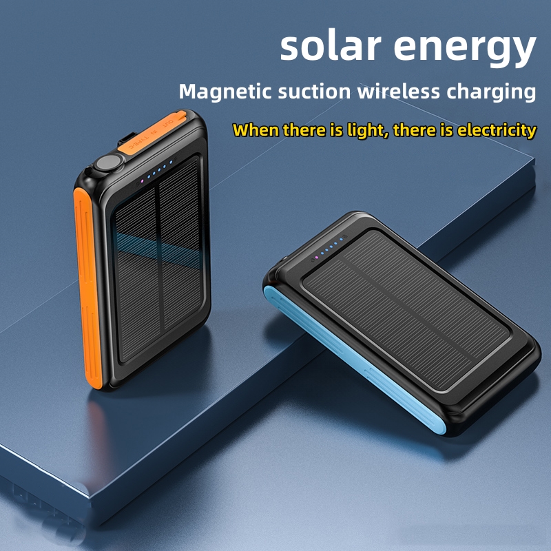5000mAh Waterproof Orange Solar Wireless Charging Power Bank 