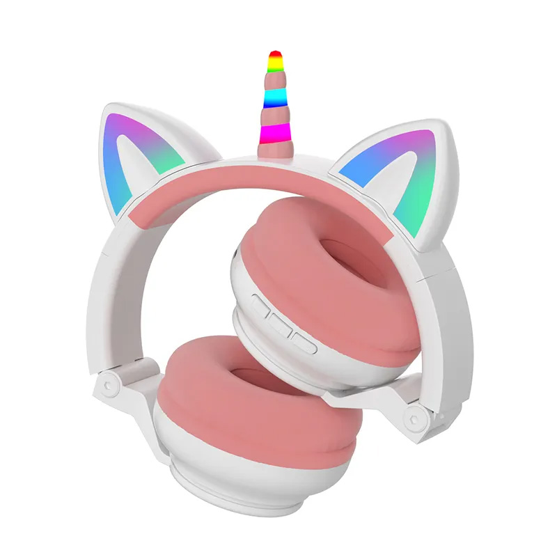 Customized Over Head Headset Cute Cat Ear Wireless Noise-cancelling Headphone