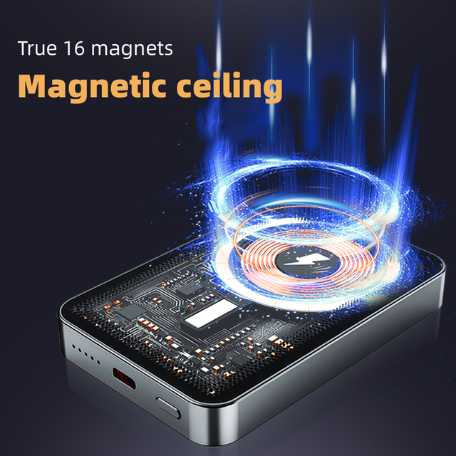 Fast Charging Transparent 5000mah Magnetic Wireless Charging Power Bank