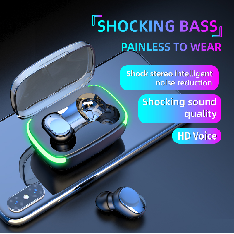 Y60 Comfortable Fit True Wireless Tws Earphone Earbuds with Cool Breathing Lights
