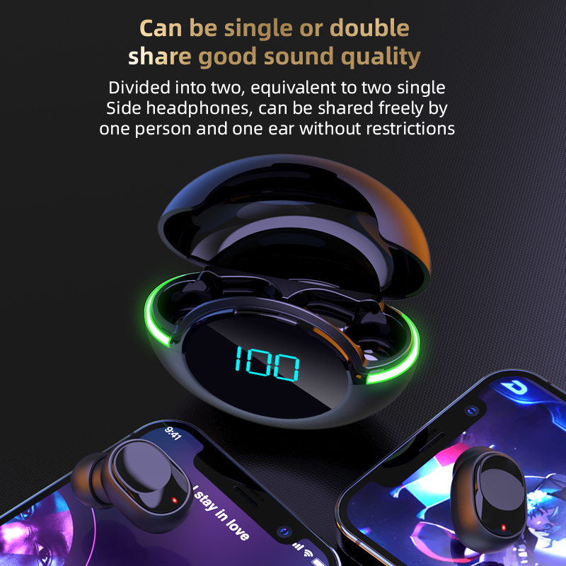 TWS Earphone HiFi Stereo Mini Led Wireless Earphone Y80