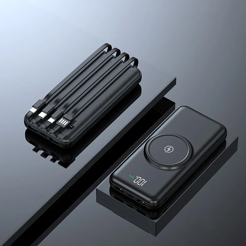 Compact Design Portable Wireless Charger Power Bank with Cable