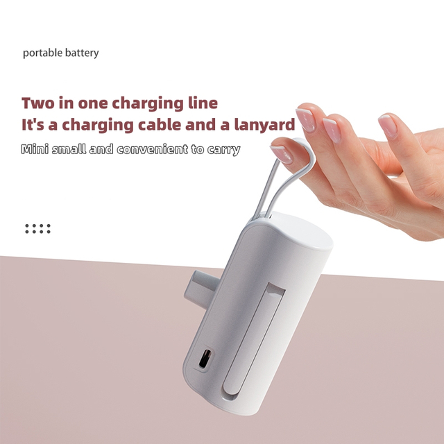 Travel Camping Mini Pocket 5000mah Emergency Charger Power Bank with Cable