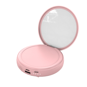 10000mah Round Mirror Power Bank With Led Makeup Mirror