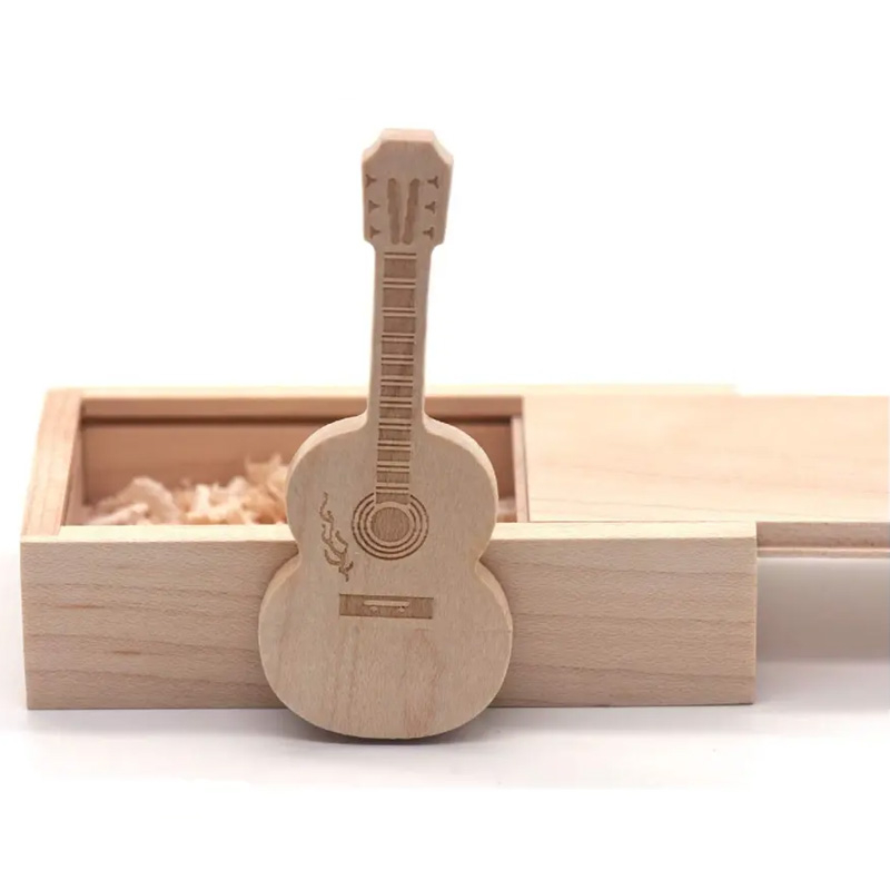 Promotion Gift Creative Design Guitars Wooded USB Flash Drive for gifts