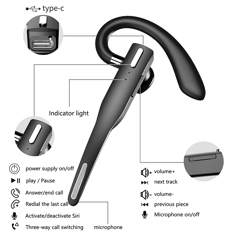 525 Active Noise Cancelling Single Ear Business Earphone 