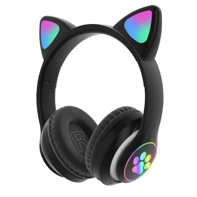 New Girls Cute Pink Foldable Cat Ear Headset For Kids