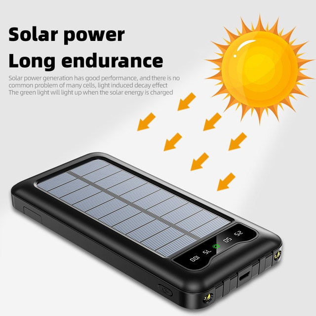 10000mah High Capacity Recyclable Solar Power Bank with Led Display